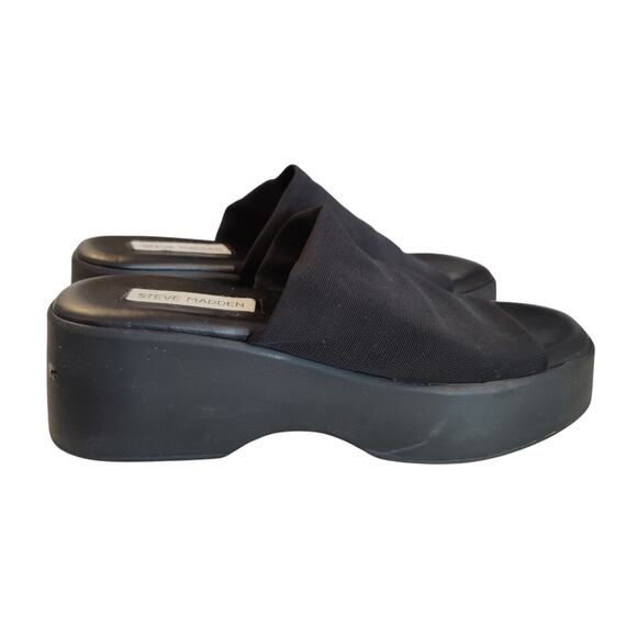 Steve Madden Sz 38 (7.5) Black Slinky 30 Slide Sandals 90s Y2K Chunky Platform - Picture 8 of 8